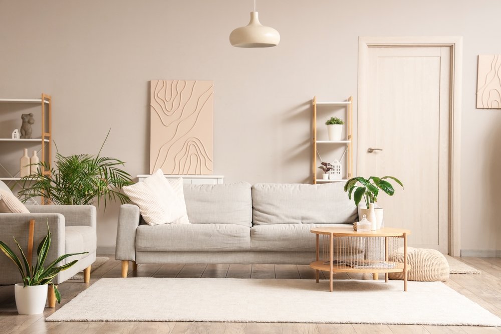 Interior,Of,Stylish,Modern,Living,Room,With,Grey,Sofas,And